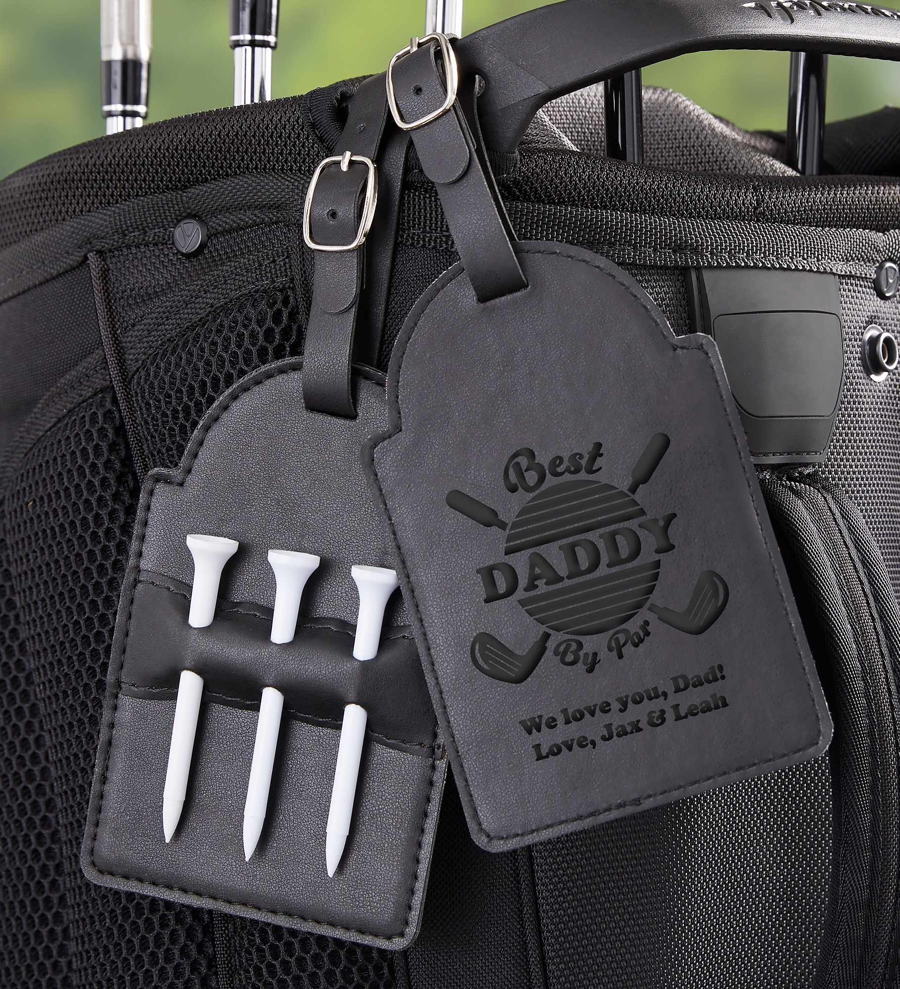 Best Dad By Par Personalized Leatherette Golf Bag Tag